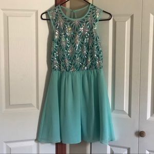 Turquoise glitter dress